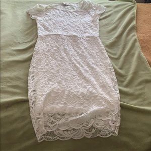White floral print lace dress